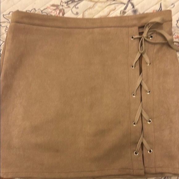 Fashion Nova Cream Top and Tan Faux Suede Mini Pencil Skirt #420 - Picture 5 of 11